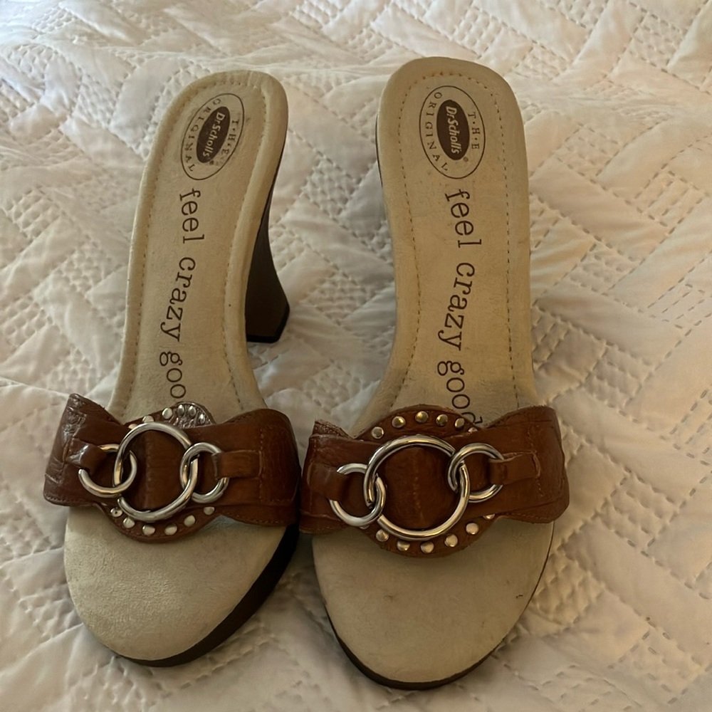 Dr Scholls jubilee wedge leather and soft suede upper NWOT